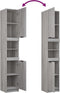vidaXL - Badkamerkast - 32x34x188,5 - cm - bewerkt - hout - grijs - sonoma - eiken