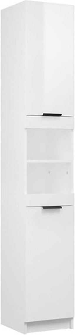 vidaXL - Badkamerkast - 32x34x188,5 - cm - bewerkt - hout - hoogglans - wit