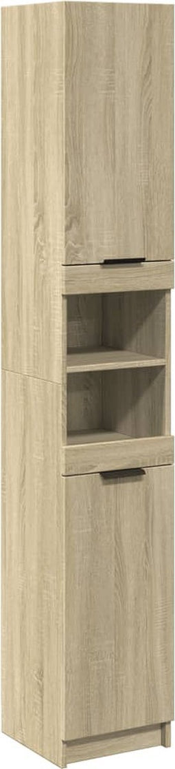 vidaXL - Badkamerkast - 32x34x188,5 - cm - bewerkt - hout - sonoma - eikenkleurig