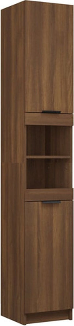 vidaXL - Badkamerkast - 32x34x188,5 - cm - bewerkt - hout - bruineikenkleurig