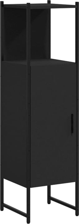 vidaXL - Badkamerkast - 33x33x120,5 - cm - bewerkt - hout - zwart