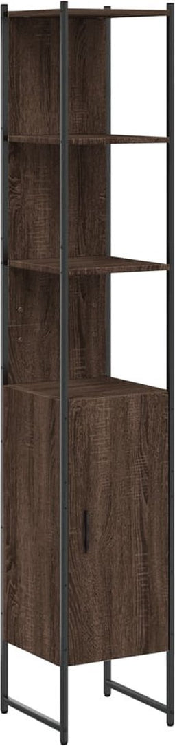 vidaXL - Badkamerkast - 33x33x185,5 - cm - bewerkt - hout - bruin - eikenkleurig