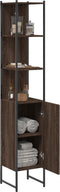 vidaXL - Badkamerkast - 33x33x185,5 - cm - bewerkt - hout - bruin - eikenkleurig