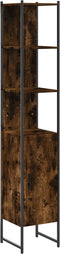 vidaXL - Badkamerkast - 33x33x185,5 - cm - bewerkt - hout - gerookt - eikenkleurig