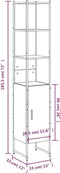 vidaXL - Badkamerkast - 33x33x185,5 - cm - bewerkt - hout - gerookt - eikenkleurig