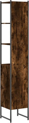 vidaXL - Badkamerkast - 33x33x185,5 - cm - bewerkt - hout - gerookt - eikenkleurig