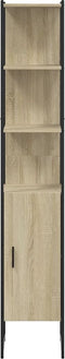 vidaXL - Badkamerkast - 33x33x185,5 - cm - bewerkt - hout - sonoma - eikenkleurig