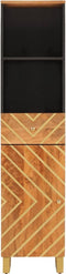 vidaXL - Badkamerkast - 38x33,5x160 - cm - massief - mangohout - bruin - en - zwart