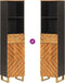 vidaXL - Badkamerkast - 38x33,5x160 - cm - massief - mangohout - bruin - en - zwart