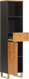 vidaXL - Badkamerkast - 38x33,5x160 - cm - massief - mangohout - bruin - en - zwart