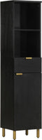 vidaXL - Badkamerkast - 38x33x160 - cm - massief - mangohout - zwart