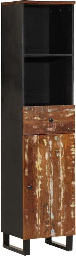 vidaXL - Badkamerkast - 38x33x160 - cm - massief - recycled - hout