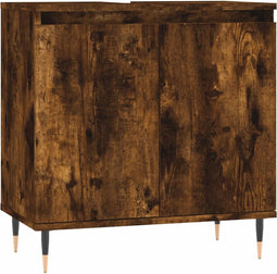vidaXL - Badkamerkast - 58x33x60 - cm - bewerkt - hout - gerookt - eikenkleurig