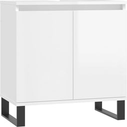 vidaXL - Badkamerkast - 58x33x60 - cm - bewerkt - hout - hoogglans - wit