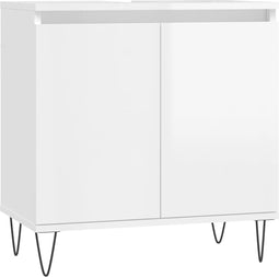 vidaXL - Badkamerkast - 58x33x60 - cm - bewerkt - hout - hoogglans - wit