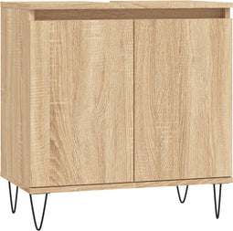 vidaXL - Badkamerkast - 58x33x60 - cm - bewerkt - hout - sonoma - eikenkleurig