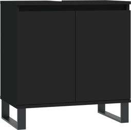 vidaXL - Badkamerkast - 58x33x60 - cm - bewerkt - hout - zwart