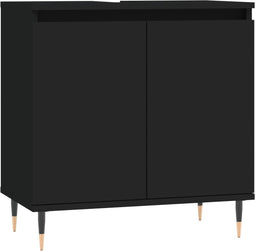 vidaXL - Badkamerkast - 58x33x60 - cm - bewerkt - hout - zwart