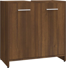 vidaXL - Badkamerkast - 60x33x60 - cm - bewerkt - hout - bruin - eikenkleur