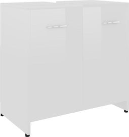 vidaXL - Badkamerkast - 60x33x61 - cm - spaanplaat - hoogglans - wit