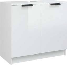 vidaXL - Badkamerkast - 64,5x33,5x59 - cm - bewerkt - hout - hoogglans - wit