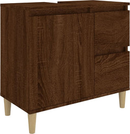 vidaXL - Badkamerkast - 65x33x60 - cm - bewerkt - hout - bruin - eikenkleur