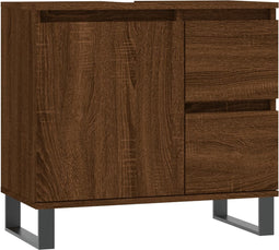 vidaXL - Badkamerkast - 65x33x60 - cm - bewerkt - hout - bruin - eikenkleur