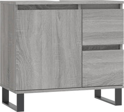 vidaXL - Badkamerkast - 65x33x60 - cm - bewerkt - hout - grijs - sonoma - eikenkleurig