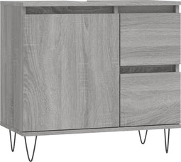 vidaXL - Badkamerkast - 65x33x60 - cm - bewerkt - hout - grijs - sonoma - eikenkleurig