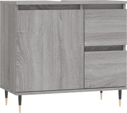 vidaXL - Badkamerkast - 65x33x60 - cm - bewerkt - hout - grijs - sonoma - eikenkleurig