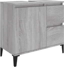 vidaXL - Badkamerkast - 65x33x60 - cm - bewerkt - hout - grijs - sonoma - eikenkleurig