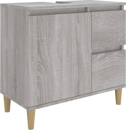 vidaXL - Badkamerkast - 65x33x60 - cm - bewerkt - hout - grijs - sonoma - eikenkleurig