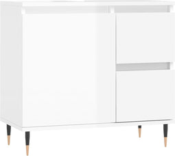vidaXL - Badkamerkast - 65x33x60 - cm - bewerkt - hout - hoogglans - wit