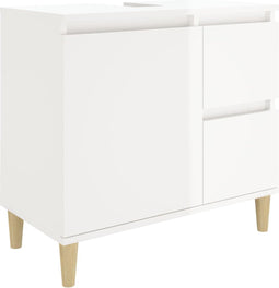 vidaXL - Badkamerkast - 65x33x60 - cm - bewerkt - hout - hoogglans - wit