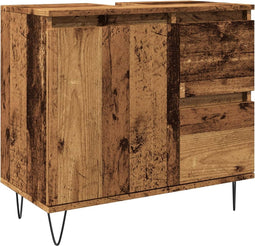 vidaXL - Badkamerkast - 65x33x60 - cm - bewerkt - hout - oud - houtkleurig