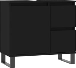 vidaXL - Badkamerkast - 65x33x60 - cm - bewerkt - hout - zwart