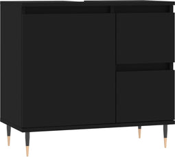 vidaXL - Badkamerkast - 65x33x60 - cm - bewerkt - hout - zwart