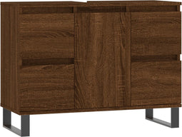 vidaXL - Badkamerkast - 80x33x60 - cm - bewerkt - hout - bruin - eikenkleur