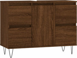 vidaXL - Badkamerkast - 80x33x60 - cm - bewerkt - hout - bruin - eikenkleur