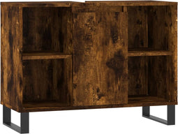 vidaXL - Badkamerkast - 80x33x60 - cm - bewerkt - hout - gerookt - eikenkleurig