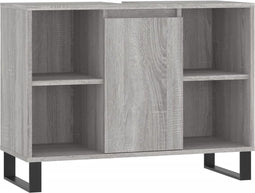 vidaXL - Badkamerkast - 80x33x60 - cm - bewerkt - hout - grijs - sonoma - eikenkleurig