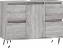 vidaXL - Badkamerkast - 80x33x60 - cm - bewerkt - hout - grijs - sonoma - eikenkleurig
