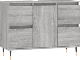vidaXL - Badkamerkast - 80x33x60 - cm - bewerkt - hout - grijs - sonoma - eikenkleurig