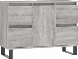 vidaXL - Badkamerkast - 80x33x60 - cm - bewerkt - hout - grijs - sonoma - eikenkleurig