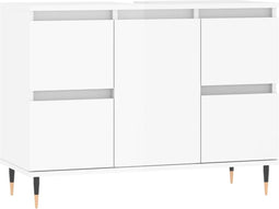 vidaXL - Badkamerkast - 80x33x60 - cm - bewerkt - hout - hoogglans - wit