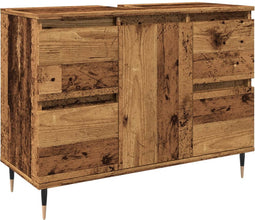vidaXL - Badkamerkast - 80x33x60 - cm - bewerkt - hout - oud - houtkleurig