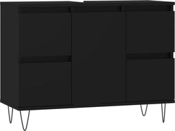 vidaXL - Badkamerkast - 80x33x60 - cm - bewerkt - hout - zwart