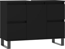 vidaXL - Badkamerkast - 80x33x60 - cm - bewerkt - hout - zwart