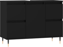 vidaXL - Badkamerkast - 80x33x60 - cm - bewerkt - hout - zwart