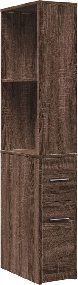 vidaXL - Badkamerkast - smal - met - wielen - bewerkt - hout - bruin - eikenkleurig
